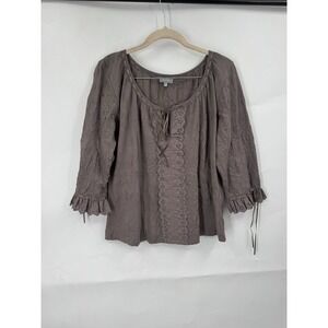 Per Una Fairy Grunge Coquette Blouse Women 18 Brown Ethereal Whimsical Flare